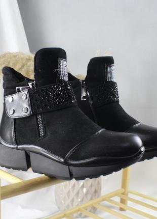 Теплі черевики чоботи дутики ❄ на хутрі платформа зимові зима платформа