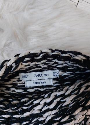 Свитер кофта zara knit короткая черно белая вязаная7 фото