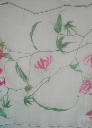 Брендовый шёлковый шарф платок палантин fabric frontline zurich цветы