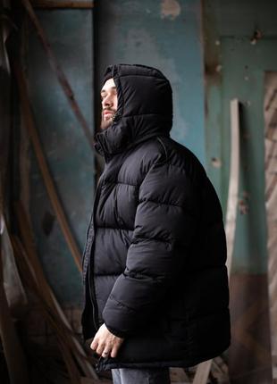 Зимовий пуховик чоловічий чорна куртка оверсайз3 фото