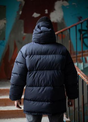Зимний пуховик мужской синяя куртка оверсайз