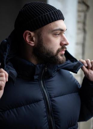 Зимний пуховик мужской синяя куртка оверсайз