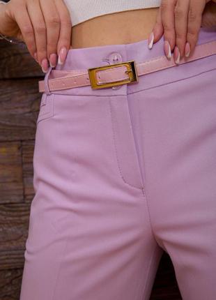Новинка!! прямые шикарные брюки сиреневый цвет + пояс - m l xl2 фото