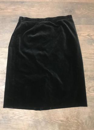 Шикарная бархатная черная юбка миди на подкладке viyella англия оригинал1 фото
