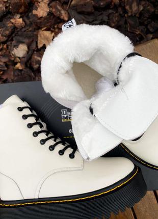 Женские ботинки dr. martens jadon white black мех зима скидка sale | жіночі черевики знижка3 фото