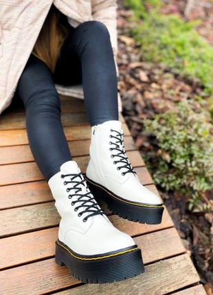 Женские ботинки dr. martens jadon white black мех зима скидка sale | жіночі черевики знижка4 фото