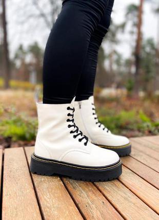 Женские ботинки dr. martens jadon white black мех зима скидка sale | жіночі черевики знижка6 фото