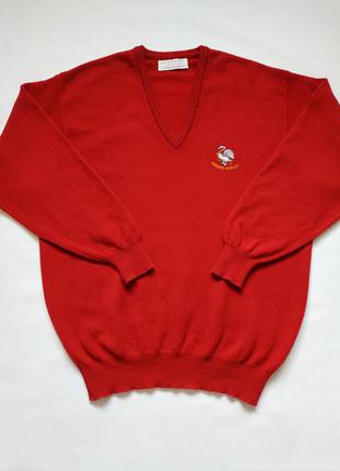 Вовняний светр чоловічий пуловер яскравий червоний инисекс пуловер lylescott светер вовна унісекс