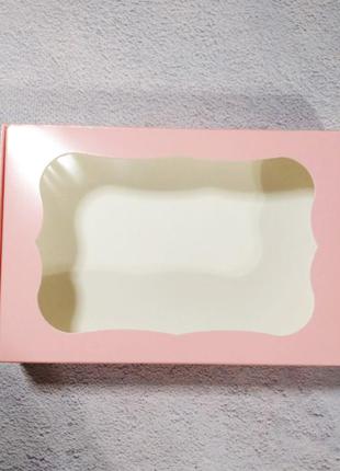 Картонна Коробка з віконцем рожева 10 х 15 х 3 см