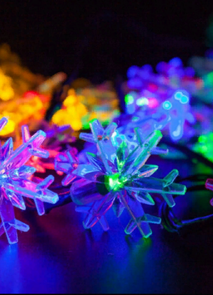 Новогодняя лед гирлянда снежинки 6 м usb
