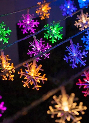 Новогодняя лед гирлянда снежинки 6 м usb