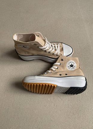 Converse run star hike beige бежевые брендовые высокие кеды конверс жіночі модні бежеві високі кеди