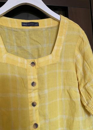 Лляна жовта блузка marks & spenser3 фото