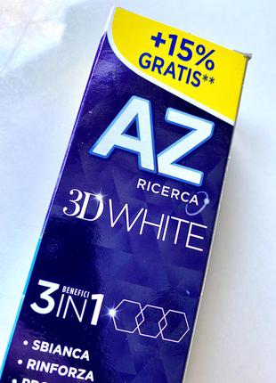 Зубная паста az 3d white & cool отбеливающая, 75 мл, германия, супер  отбеливание и свежесть2 фото