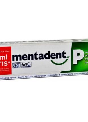 Итальянская зубная паста mentadent антибактериальная с гидроксиапатитом, 75 мл+25 мл (100 мл).1 фото