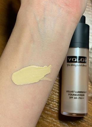 Тональный крем с легким мерцающим финишем yolo velvet luminous foundation spf60+ pa++ 30 ml