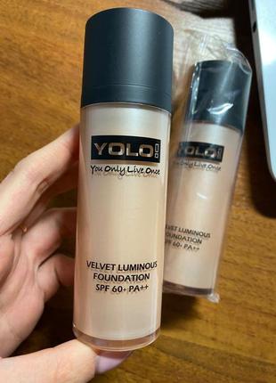 Тональный крем с легким мерцающим финишем yolo velvet luminous foundation spf60+ pa++ 30 ml