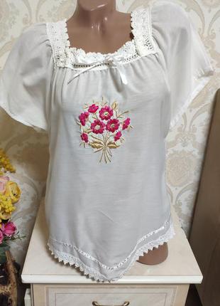 Красивая блуза, вышиванка,100%коттон,базовая вещь