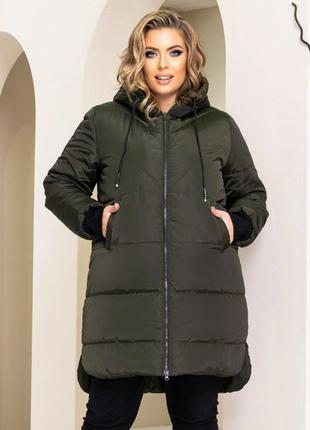 До -20!!! куртка пуховик пальто стеганое с капюшоном теплое осень зима длинное водонипроницаемая чёрное хаки зеленое шоколад коричневое батал большое