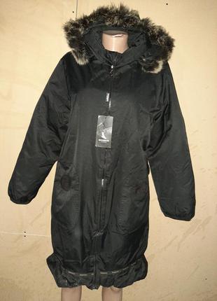Женское пальто, осень-зима, с мехом на капюшоне