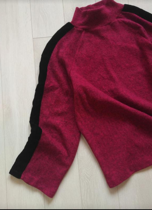 Мягкий свитер джемпер реглан oversized оверсайз с лампасами вставками велюра широкий рукав4 фото