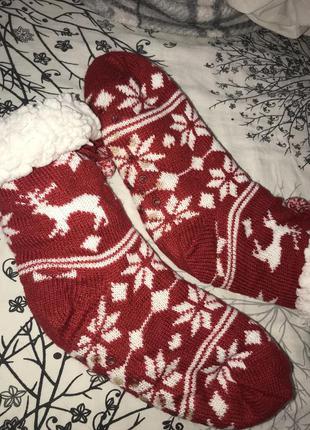Носки новогодние на меху тёплые1 фото