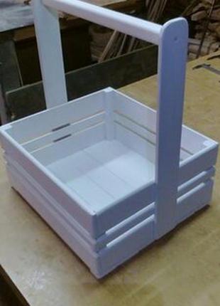 Кашпо белое деревянное для подарков