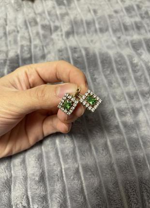 Набор серьги и кольцо 17 размера с драгоценными камнями из серебра3 фото