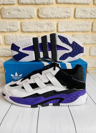 Adidas niteball white black purple чоловічі кросівки адідас ези