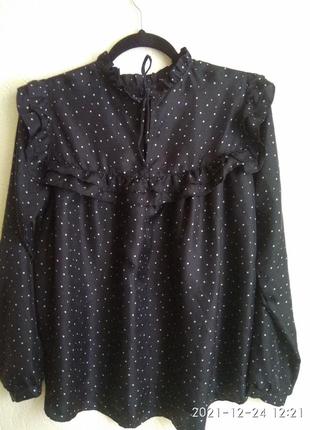 Шовкова блуза в горошок stella nova.3 фото