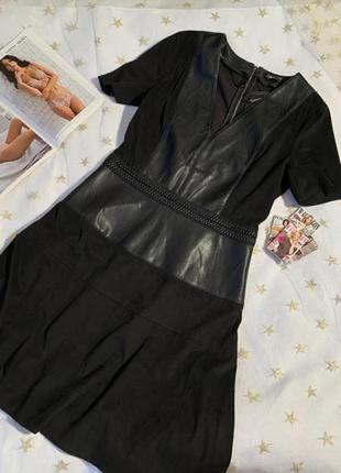 Шикарное замшевое платье с кожаными вставками2 фото