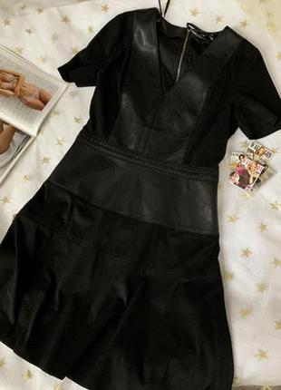 Шикарное замшевое платье с кожаными вставками5 фото