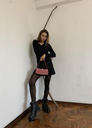 Маленькая розовая кожаная замшевая сумка the collection handbag7 фото