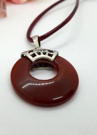 ❤️✨ оригінальний кулон "донат" на шнурку натуральний камінь сердолік4 фото