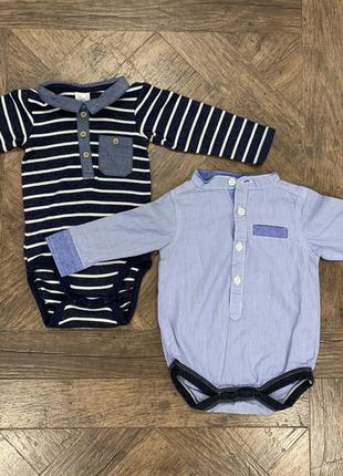 Хлопковые, коттоновые боди-рубашки на мальчика 3-9 мес