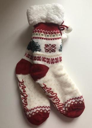 Новорічно-різдвяні шкарпетки-тапочки
