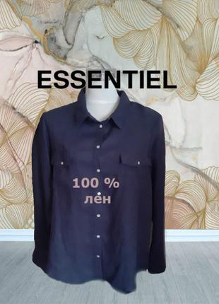 🌹essentiel лляна шикарна красива жіноча сорочка дл рукав чорнильна 52/54 бельгія🌹