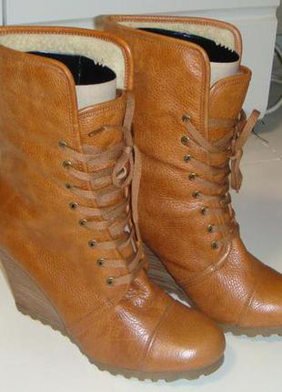 Черевики ботильйони напівчоботи chicas світло - коричневі натуральна шкіра, цигейка. акція 4=5