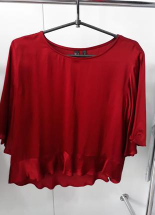Червона атласна блуза1 фото