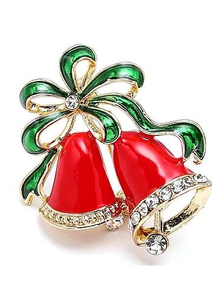 Новогодняя брошь колокольчики