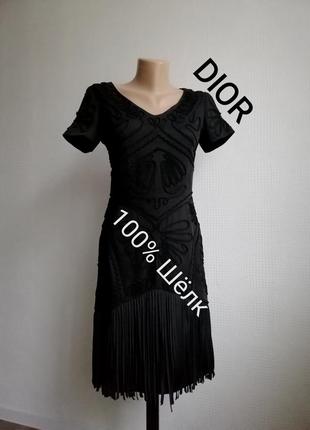 Дизайнерское, шелковое, платье dior, vintage, р s,8,10,6,xs,xxs