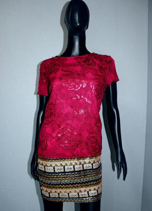 Блуза бордо сітка з вишивкою і матовими паєтками, fenn wright manson petite, 14 (3855)