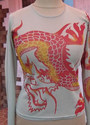 (46/48р) татуювання светр, кофта сітка пуловер джемпер туніка китайський дракон