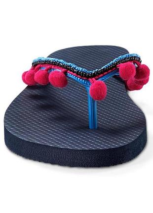 Зручні в'єтнамки з бісером та помпонами tchibo німеччина , розмір 37/383 фото