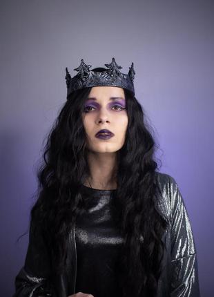 Черная готическая корона воительницы, королевы, воина3 фото