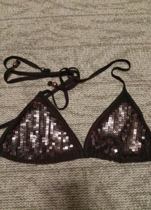 Верх от купальника коричневый с паетками