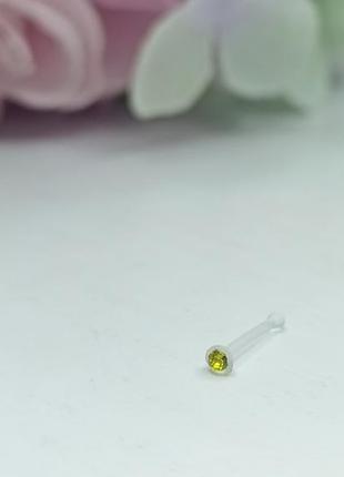 Пирсинг серьга сережка в нос нострил биопласт с камнем1 фото