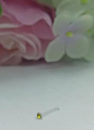Пирсинг серьга сережка в нос нострил биопласт с камнем2 фото