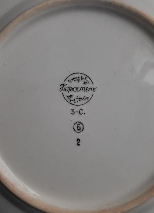 🍓малинка тарелка 1947-1953 годы порционная коростень послевоенная подглазурная роспись винтаж редкая фарфоровая ягоды7 фото