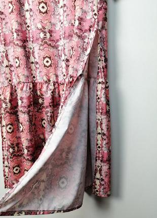 Длинное свободное платье рубашка с длинным рукавом в цветы5 фото